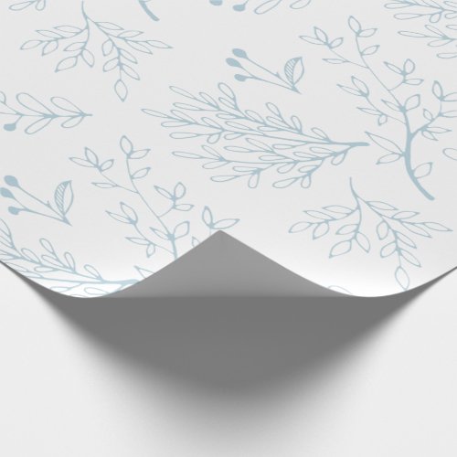 Minimalist Modern Botanical Blue Leaves Wrapping Paper