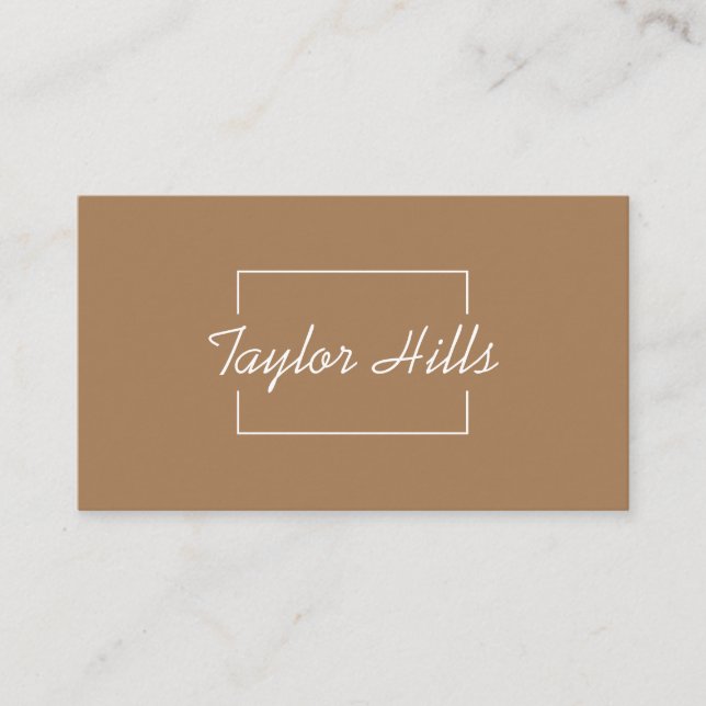 Minimalist Modern Box Line Frame Brown Business Card (Front)