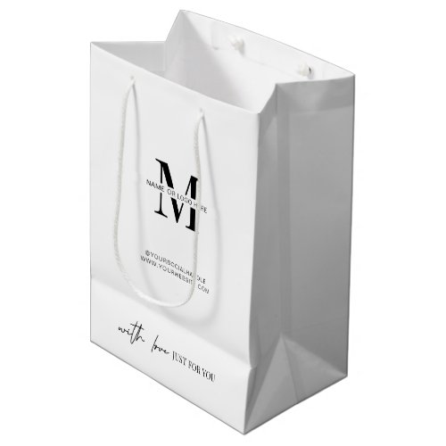 Minimalist Modern Branded Business Logo Monogram Medium Gift Bag
