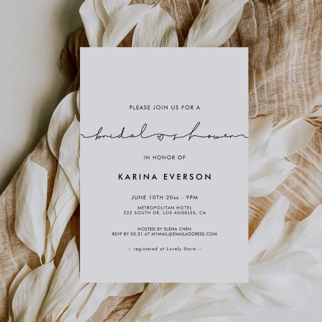 Minimalist modern Bridal shower Invitation Postcard (Creator Uploaded)