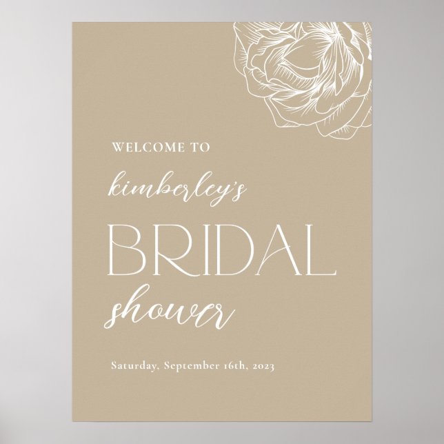 Minimalist Modern Bridal Shower Welcome Sign (Front)