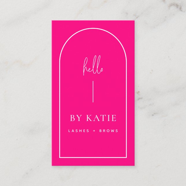 Minimalist Modern Bright Pink Arch Beauty   Business Card (Front)