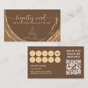 Minimalist Modern Brown Coffee Shop Loyalty Card