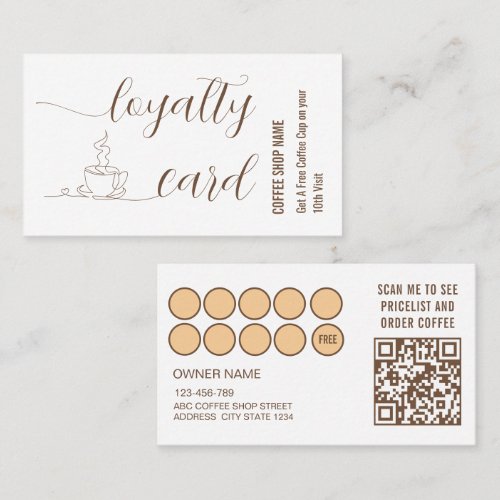 Minimalist Modern Brown Coffee Shop Loyalty Card