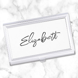Minimalist Modern Brush Script First Name Business Card Case