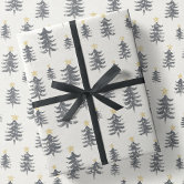 Modern Minimalist Black & White Christmas Tree Wrapping Paper