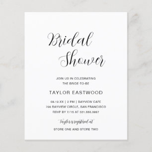 Minimalist Modern Budget Bridal Shower Invite Flyer
