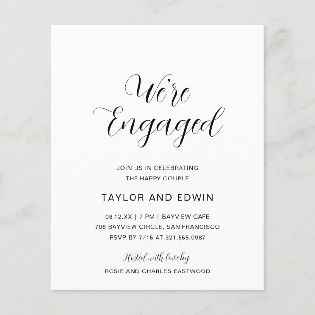 Minimalist Modern Budget Engagement Party Invite (Front)