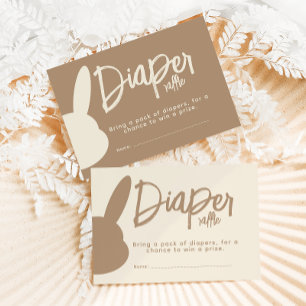Minimalist Modern  Bunny Baby Shower diaper raffle Enclosure Card