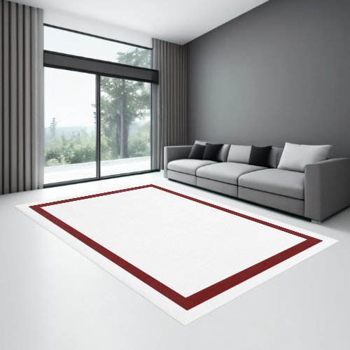 Minimalist Modern Burgundy Wine Red White Area Rug