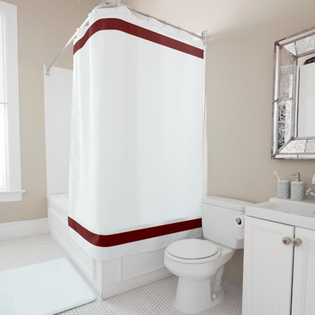 Minimalist Modern Burgundy Wine Red White  Shower Curtain (In Situ)
