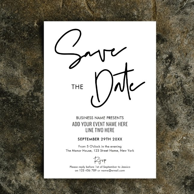 Minimalist Modern Business Event Save the Date Invitation (Simple, yet elegant, business event Save the Date cards, perfect for your launch, gala or event)