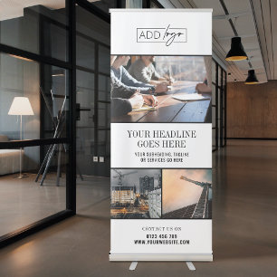 Minimalist Modern Business Logo Photo Collage Retractable Banner