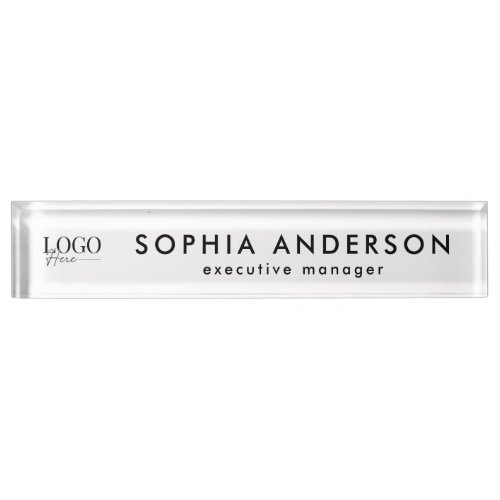Minimalist Modern Business Your Logo Here Employee Desk Name Plate