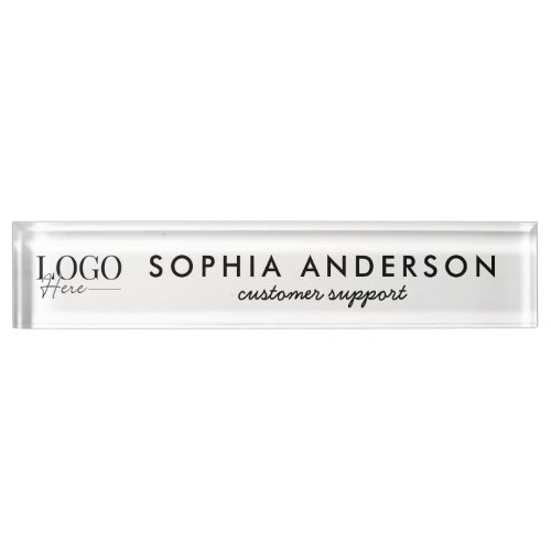 Minimalist Modern Business Your Logo Here Employee Desk Name Plate