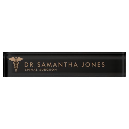 Minimalist Modern caduceus Doctor Medical Nurse Desk Name Plate