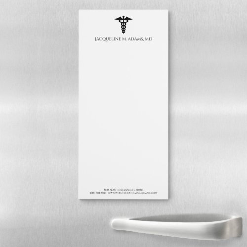 Minimalist Modern Caduceus Medical Doctor Nurse Magnetic Notepad