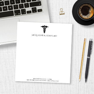 Minimalist Modern Caduceus Medical Doctor Nurse Notepad
