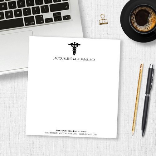 Minimalist Modern Caduceus Medical Doctor Nurse Notepad