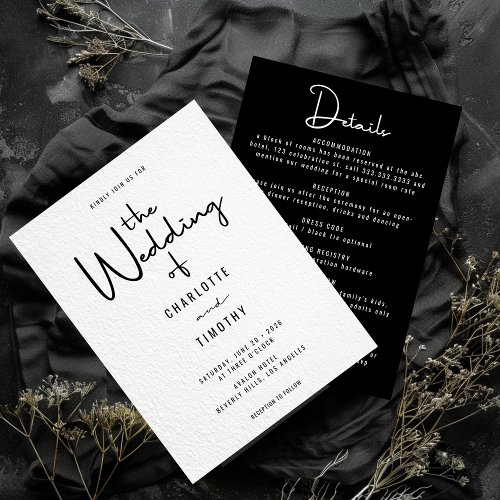 Minimalist Modern Calligraphy All_in_one Wedding Invitation