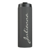 Modern Sage Green Personalized Black Typography Thermal Tumbler