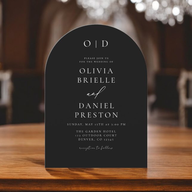 Minimalist Modern Calligraphy Black White Wedding Invitation (Creator Uploaded)