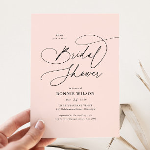 Minimalist Modern Calligraphy Blush Bridal Shower Invitation