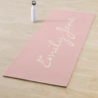 Minimalist Modern Calligraphy Blush Pink Name Yoga Mat