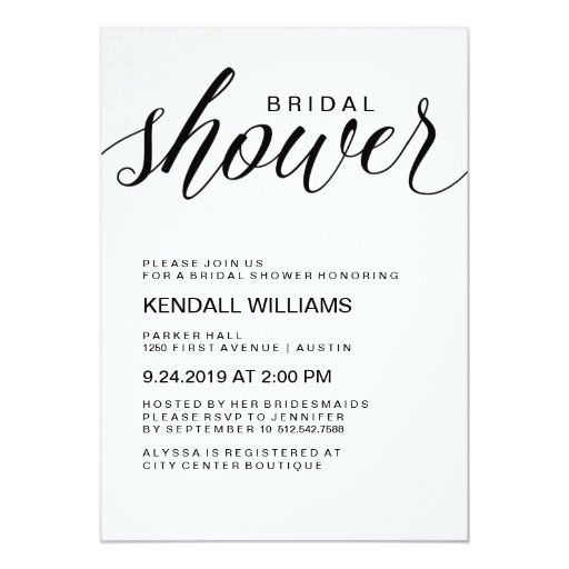 Minimalist Modern Calligraphy Bridal Shower Card | Zazzle