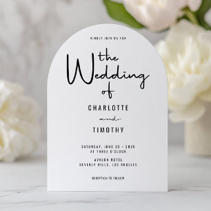 Minimalist Modern Calligraphy Casual Wedding Arch Invitation