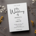 Minimalist Modern Calligraphy Casual Wedding Invitation<br><div class="desc">This minimalist modern calligraphy script casual wedding invitation is the perfect choice for a modern wedding and for couples who appreciate minimalist design. This wedding invitation template features bold and modern script and clean typography for all of the wedding information. The color of the backer is per default black but...</div>