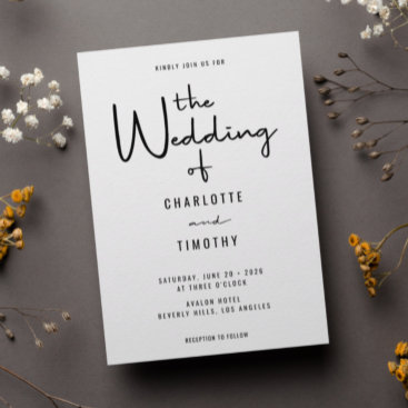 Minimalist Modern Calligraphy Casual Wedding Invitation