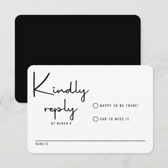 Minimalist Modern Calligraphy Casual Wedding RSVP Card (Front/Back)