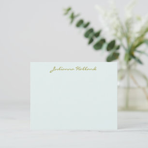 Minimalist Modern Calligraphy Cool Blue Chic Name Note Card