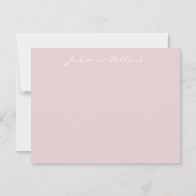 Minimalist Modern Calligraphy Lilac Blush Name Note Card (Front)