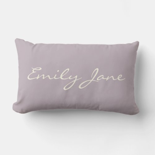 Minimalist Modern Calligraphy Lilac Personalized Lumbar Pillow