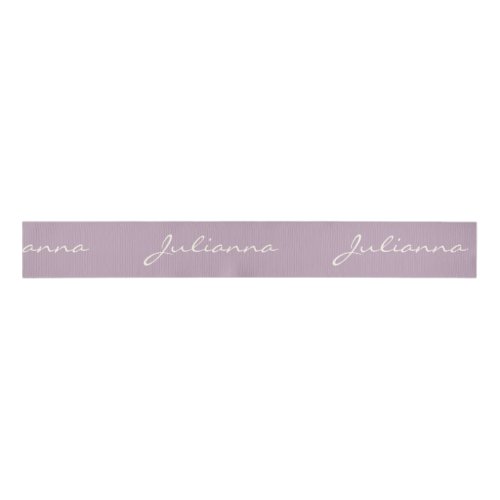 Minimalist Modern Calligraphy Lilac Purple Name Grosgrain Ribbon