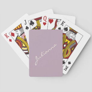 Minimalist Modern Calligraphy Lilac Purple Name Poker Cards