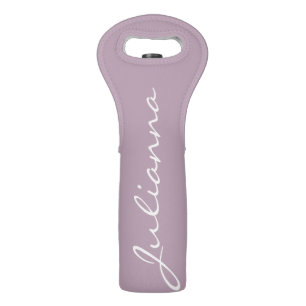 Minimalist Modern Calligraphy Lilac Purple Name Wine Bag