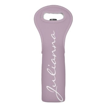Minimalist Modern Calligraphy Lilac Purple Name Wine Bag by JuneJournal at Zazzle
