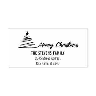 Minimalist modern calligraphy Merry Christmas Rubber Stamp