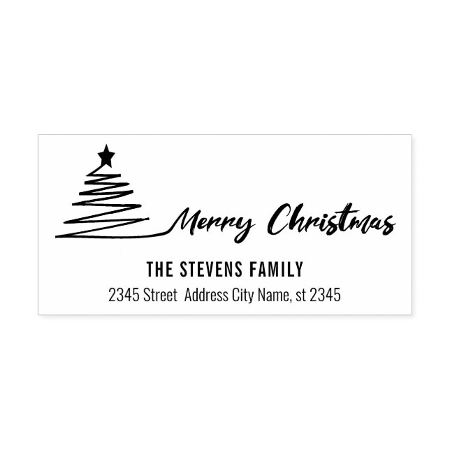 Minimalist modern calligraphy Merry Christmas Rubber Stamp (Imprint)