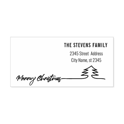 Minimalist modern calligraphy Merry Christmas Rubber Stamp