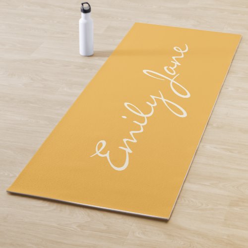 Minimalist Modern Calligraphy Name Custom Yellow Yoga Mat