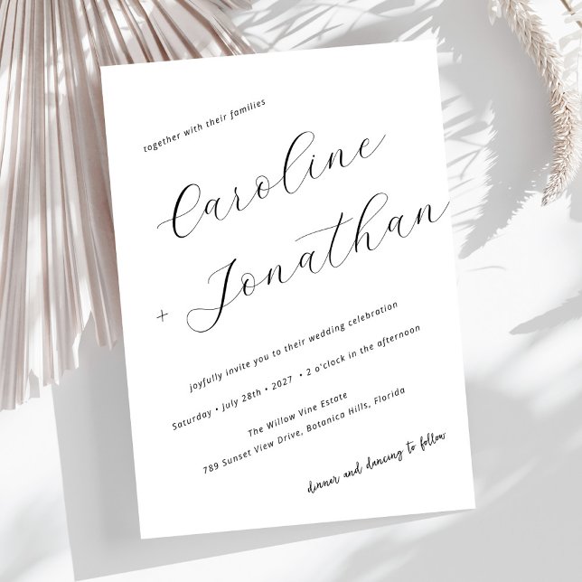 Minimalist Modern Calligraphy Names Wedding Invitation (Creator Uploaded)