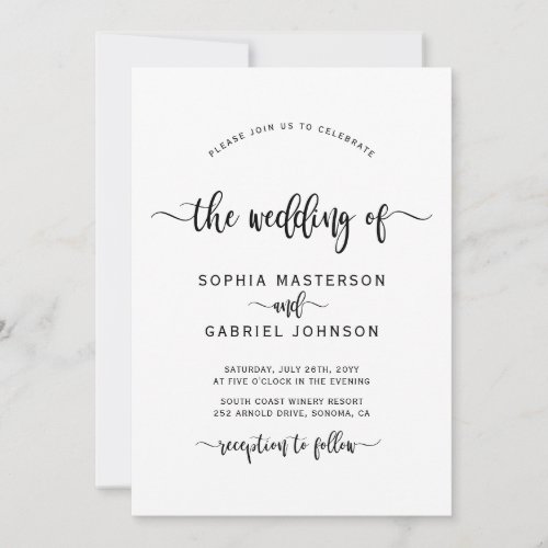 Minimalist Modern Calligraphy QR Code Wedding Invitation