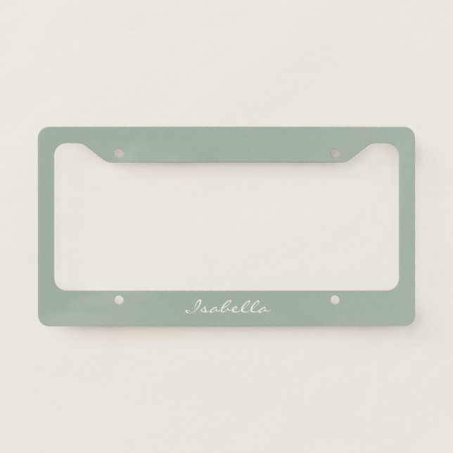 Minimalist Modern Calligraphy Sage Personalized  License Plate Frame (Front)