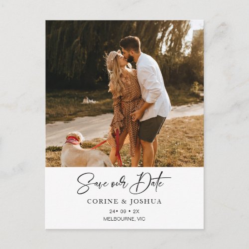 Minimalist Modern Calligraphy Save The Date Announcement Postcard