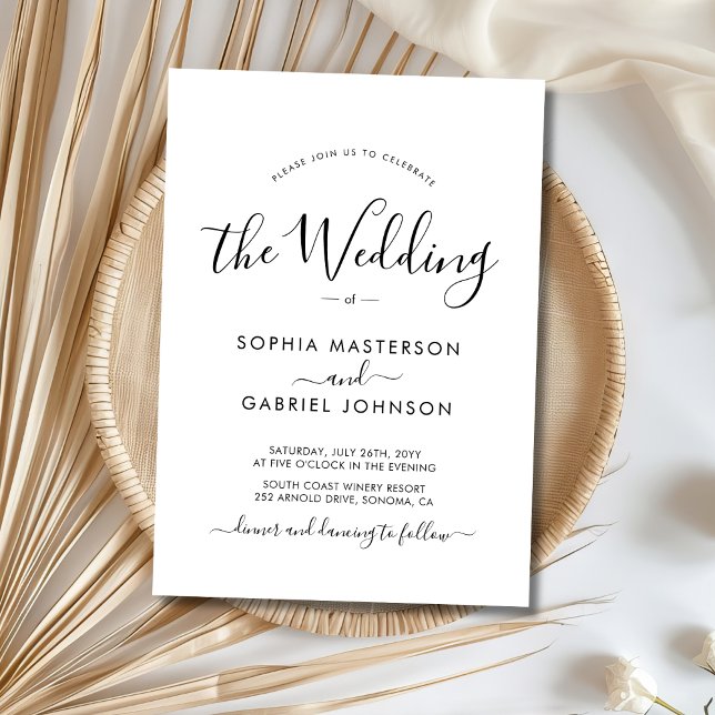 Minimalist Modern Calligraphy Script Wedding Invitation (Creator Uploaded)