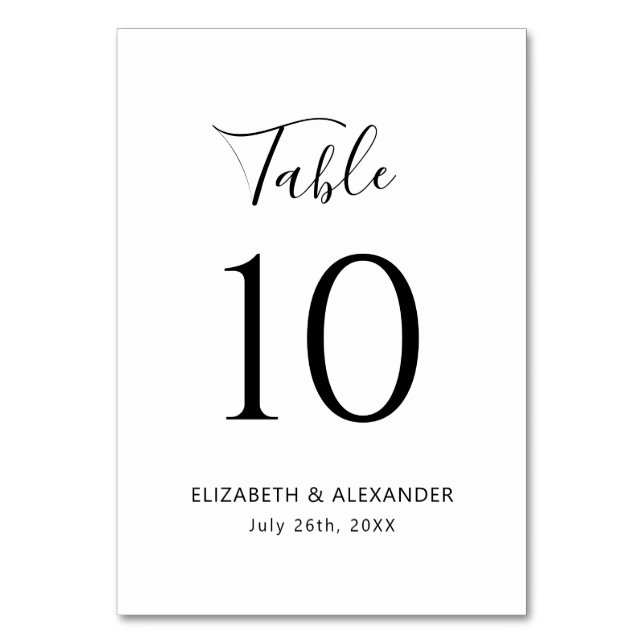 Minimalist Modern Calligraphy Script Wedding  Table Number (Back)